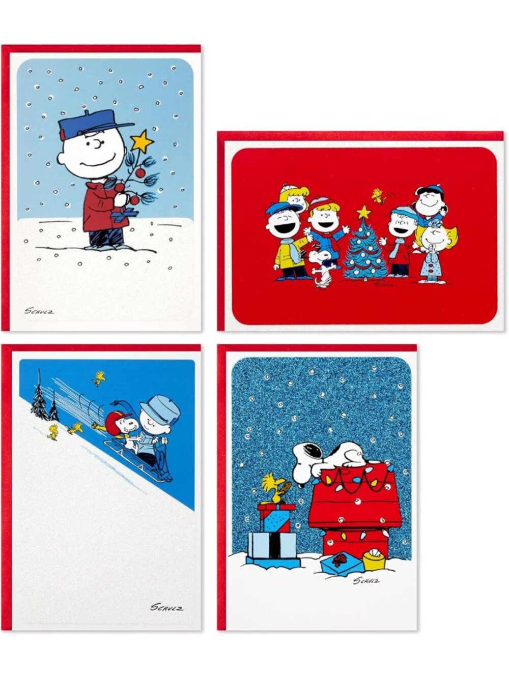 Assorted Peanuts Christmas Cards - 16-Pack Classic Comic Holiday Greetings